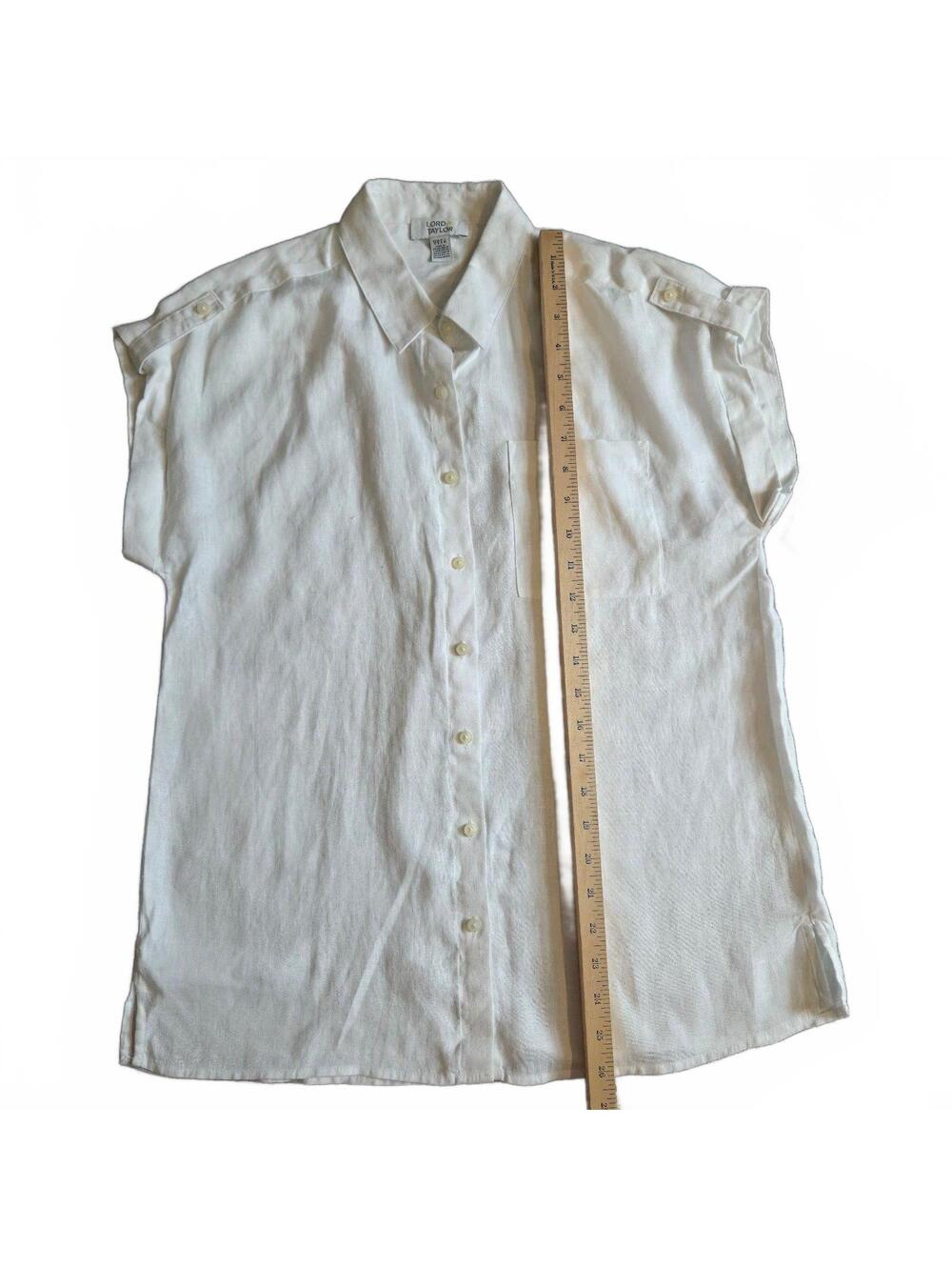 Lord + Taylor White Linen Blend Button-Up Shirt Size Small - Picture 4 of 7